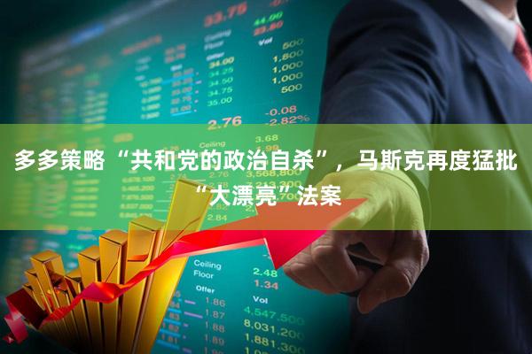 多多策略 “共和党的政治自杀”，马斯克再度猛批“大漂亮”法案