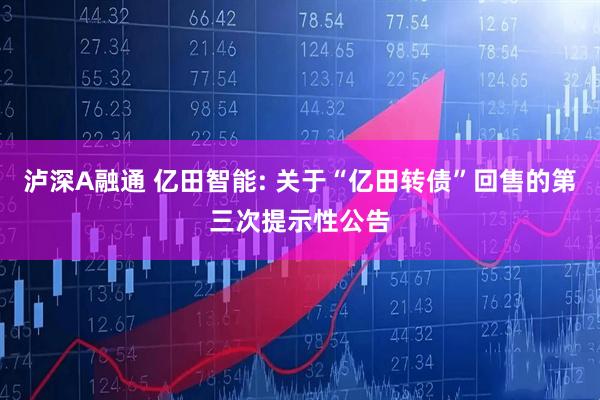 泸深A融通 亿田智能: 关于“亿田转债”回售的第三次提示性公告